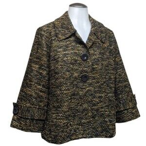 Christopher & Banks 3/4 Sleeves Collar Short Blazer Biz Casual Black & Yellow M